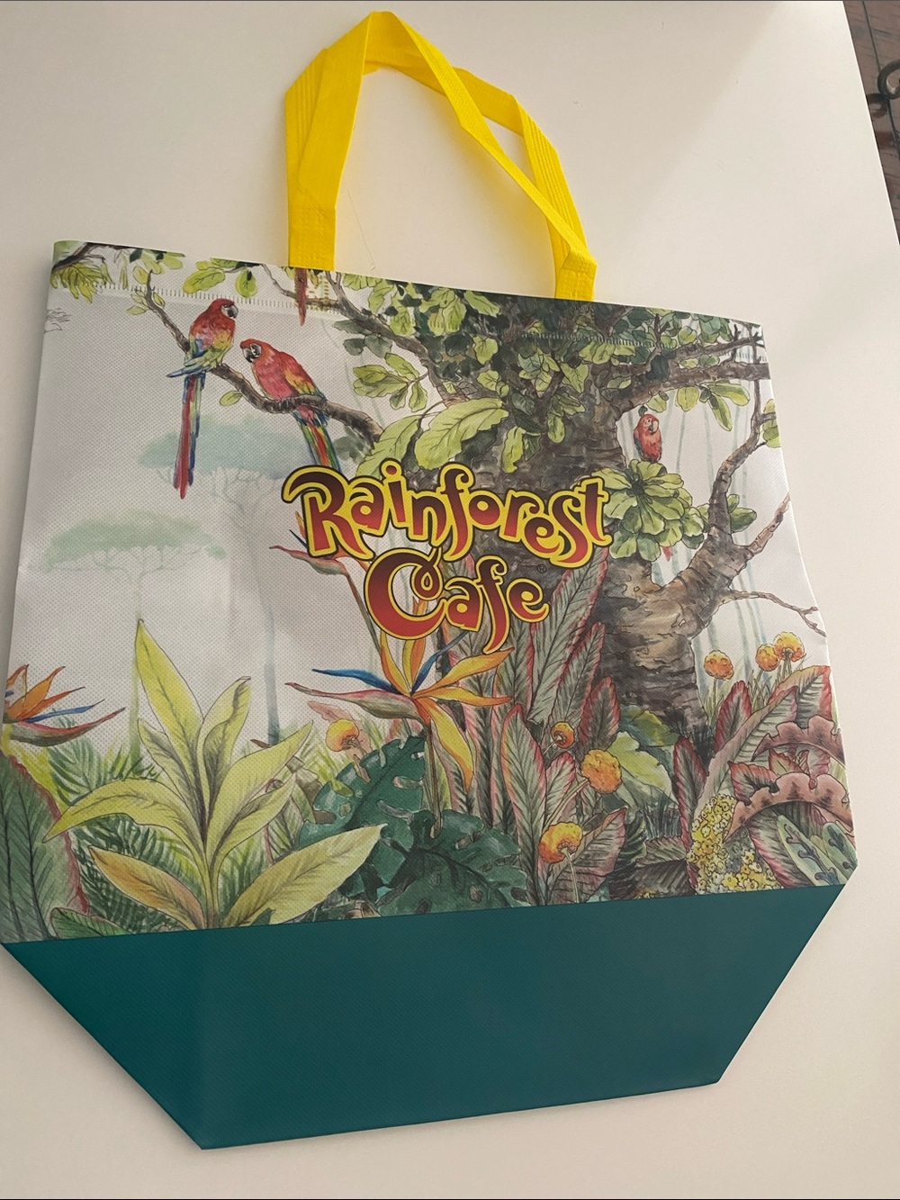 RAINFOREST Yellow-Handle Printed Reusable Tote Bag